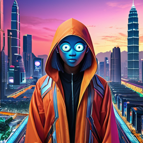 **A vibrant digital artwork depicting a unique NFT character, symbolizing digital scarcity and online identity, showcased within a futuristic, Malaysian-inspired cityscape.** (This visualizes the concept of digital scarcity influencing identity and value in a modern context.)