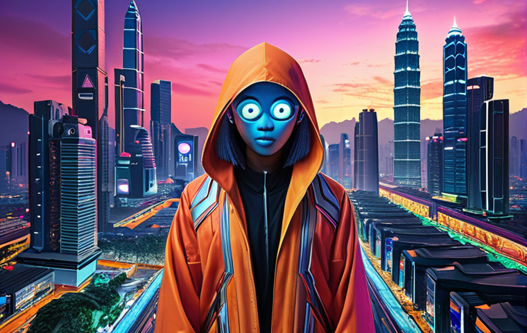 **A vibrant digital artwork depicting a unique NFT character, symbolizing digital scarcity and online identity, showcased within a futuristic, Malaysian-inspired cityscape.** (This visualizes the concept of digital scarcity influencing identity and value in a modern context.)